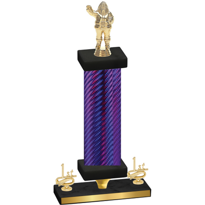 Premium Single Purple Carbon Fiber First Place Holiday Trophy