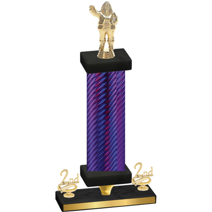 Premium Single Purple Carbon Fiber Second Place Holiday Trophy