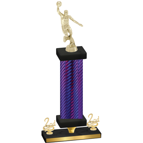 Premium Single Purple Carbon Fiber Second Place Basketball Trophy