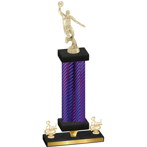 Premium Single Purple Carbon Fiber Third Place Basketball Trophy