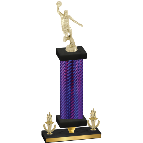 Premium Single Purple Carbon Fiber Victory Basketball Trophy