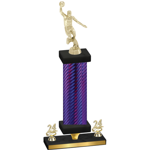 Premium Single Purple Carbon Fiber Year Basketball Trophy