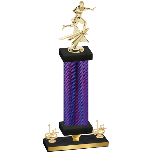 Premium Single Purple Carbon Fiber First Place Flag Football Trophy