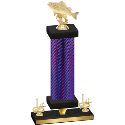 Premium Single Purple Carbon Fiber First Place Fishing Trophy