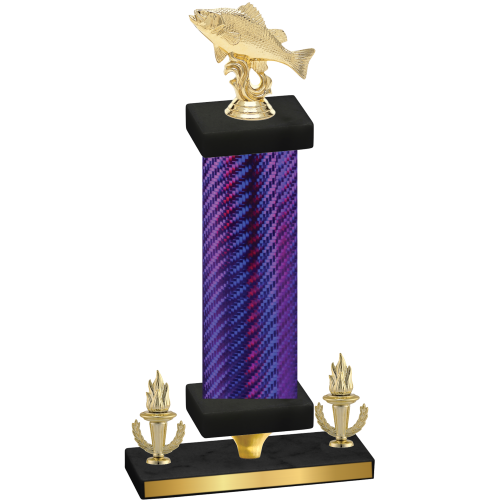 Premium Single Purple Carbon Fiber Victory Fishing Trophy