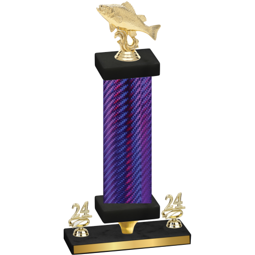 Premium Single Purple Carbon Fiber Year Fishing Trophy