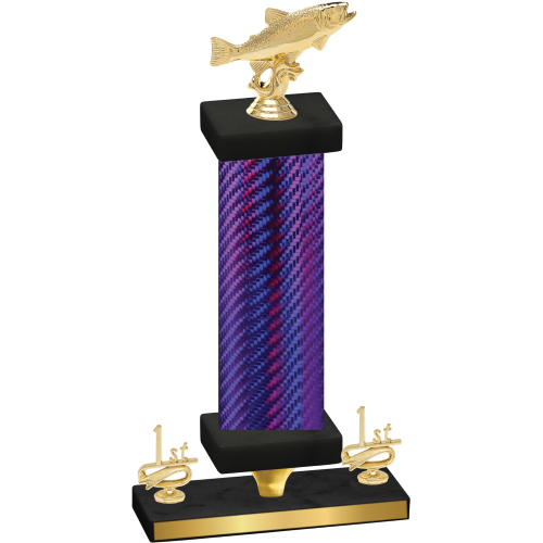 Premium Single Purple Carbon Fiber First Place Fishing Trophy