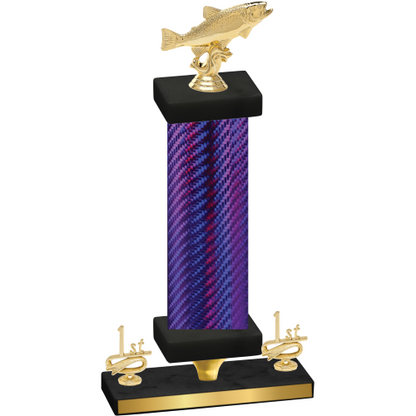 Premium Single Purple Carbon Fiber First Place Fishing Trophy