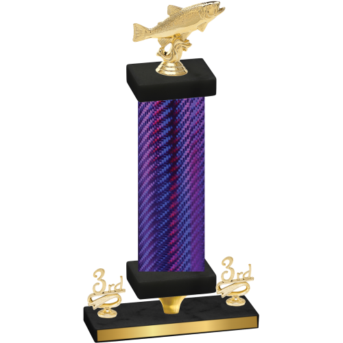 Premium Single Purple Carbon Fiber Third Place Fishing Trophy