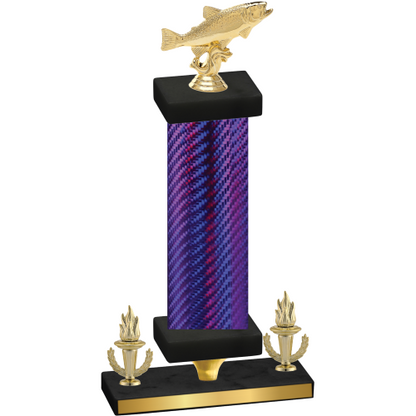 Premium Single Purple Carbon Fiber Victory Fishing Trophy