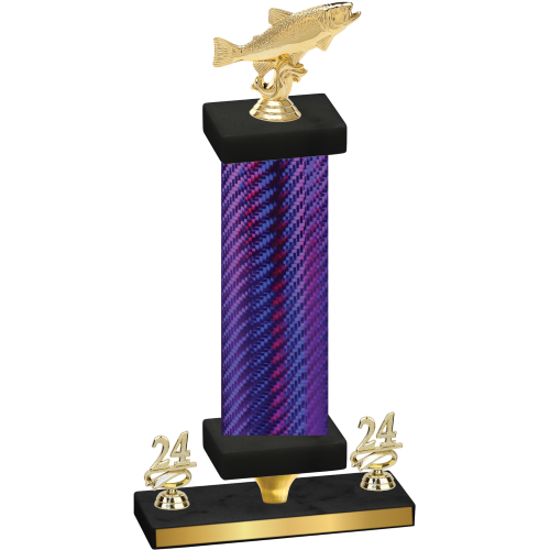 Premium Single Purple Carbon Fiber Year Fishing Trophy