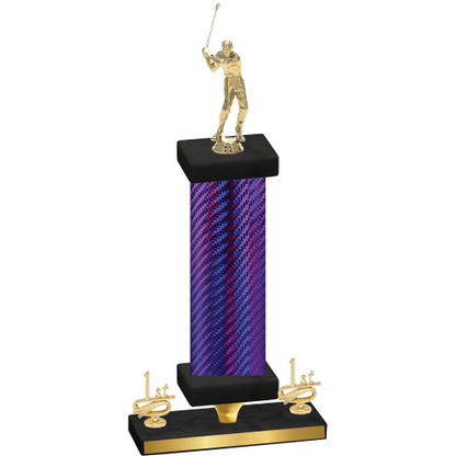 Premium Single Purple Carbon Fiber First Place Golf Trophy