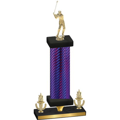 Premium Single Purple Carbon Fiber Victory Golf Trophy