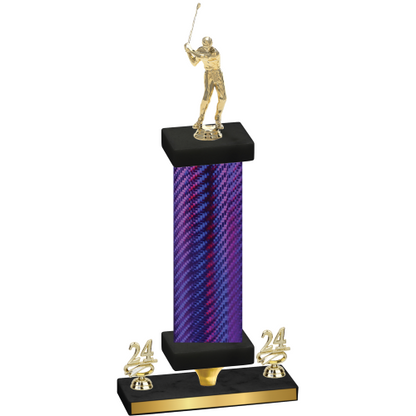 Premium Single Purple Carbon Fiber Year Golf Trophy