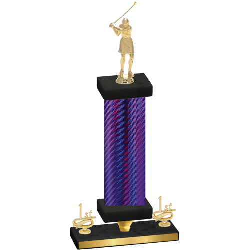 Premium Single Purple Carbon Fiber First Place Golf Trophy