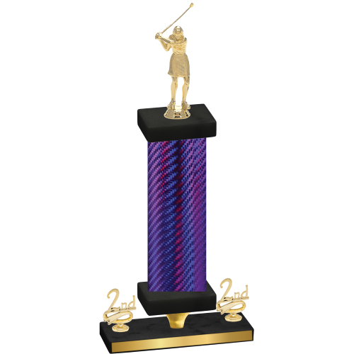 Premium Single Purple Carbon Fiber Second Place Golf Trophy