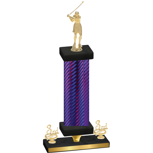 Premium Single Purple Carbon Fiber Third Place Golf Trophy