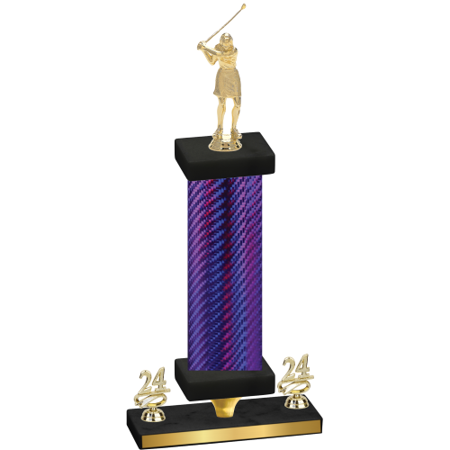 Premium Single Purple Carbon Fiber Year Golf Trophy