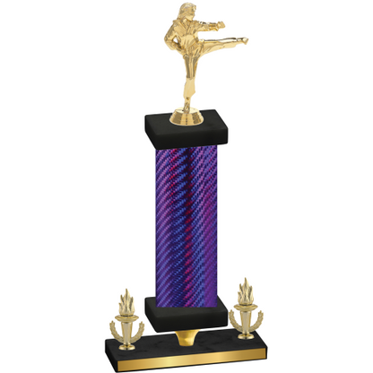 Premium Single Purple Carbon Fiber Victory Karate Trophy