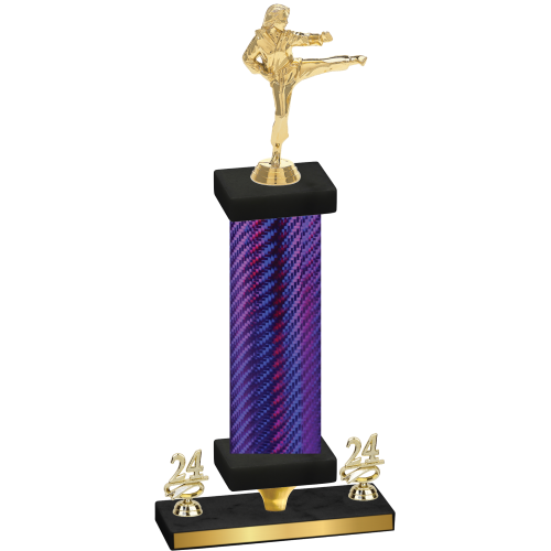 Premium Single Purple Carbon Fiber Year Karate Trophy