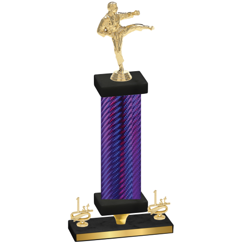 Premium Single Purple Carbon Fiber First Place Karate Trophy