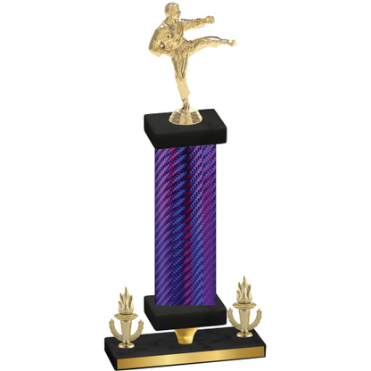 Premium Single Purple Carbon Fiber Victory Karate Trophy