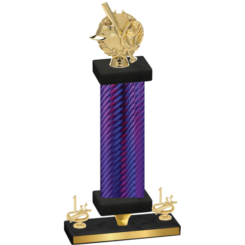 Premium Single Purple Carbon Fiber First Place Baseball Trophy