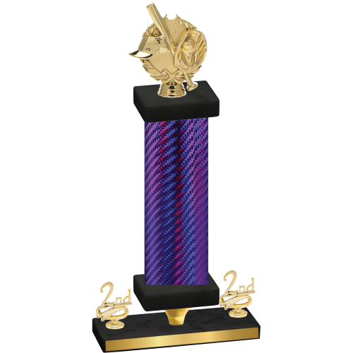 Premium Single Purple Carbon Fiber Second Place Baseball Trophy