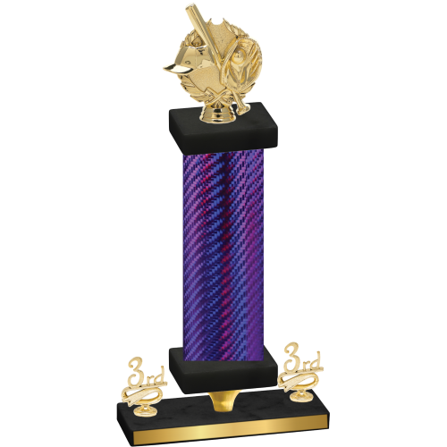 Premium Single Purple Carbon Fiber Third Place Baseball Trophy