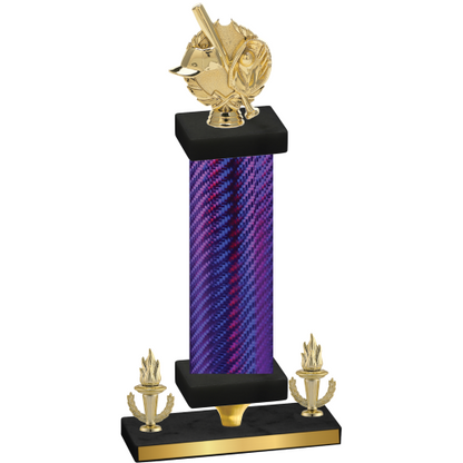 Premium Single Purple Carbon Fiber Victory Baseball Trophy