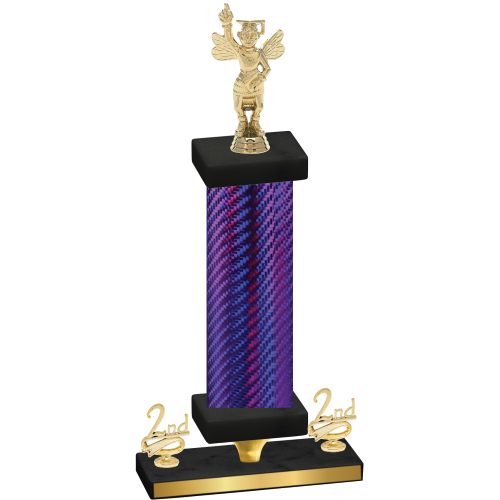 Premium Single Purple Carbon Fiber Second Place Academics Trophy