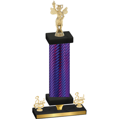 Premium Single Purple Carbon Fiber Third Place Academics Trophy