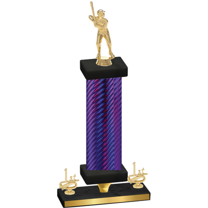 Premium Single Purple Carbon Fiber First Place Baseball Trophy