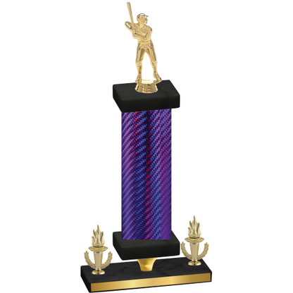 Premium Single Purple Carbon Fiber Victory Baseball Trophy