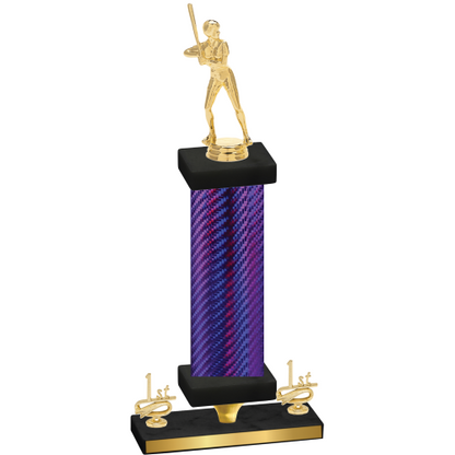 Premium Single Purple Carbon Fiber First Place Softball Trophy