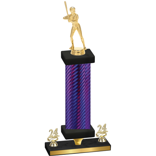 Premium Single Purple Carbon Fiber Year Softball Trophy