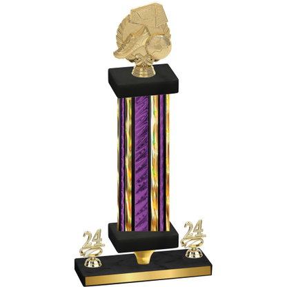 Premium Single Purple Glacier Year Soccer Trophy