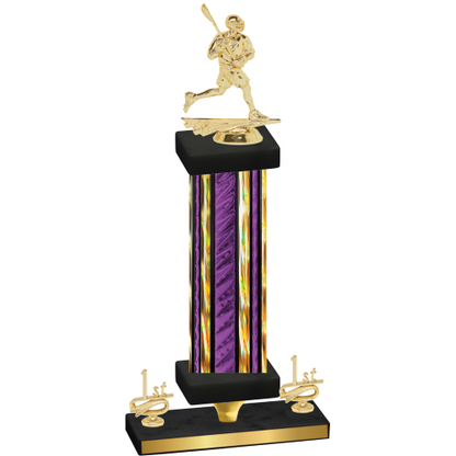 Premium Single Purple Glacier First Place Lacrosse Trophy