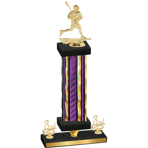 Premium Single Purple Glacier Third Place Lacrosse Trophy