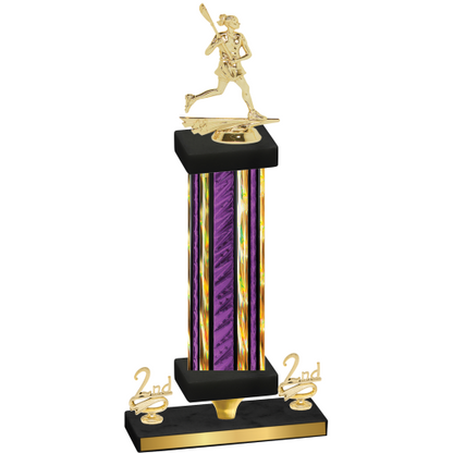 Premium Single Purple Glacier Second Place Lacrosse Trophy