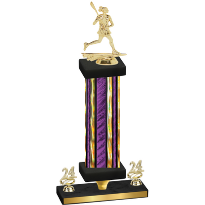 Premium Single Purple Glacier Year Lacrosse Trophy