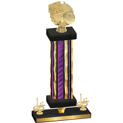 Premium Single Purple Glacier First Place Basketball Trophy