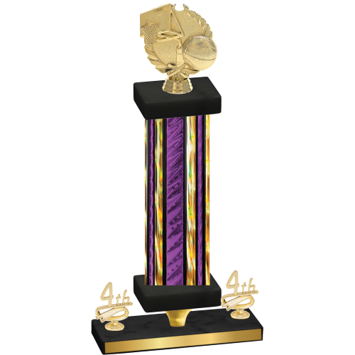 Premium Single Purple Glacier Fourth Place Basketball Trophy