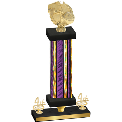 Premium Single Purple Glacier Fourth Place Basketball Trophy