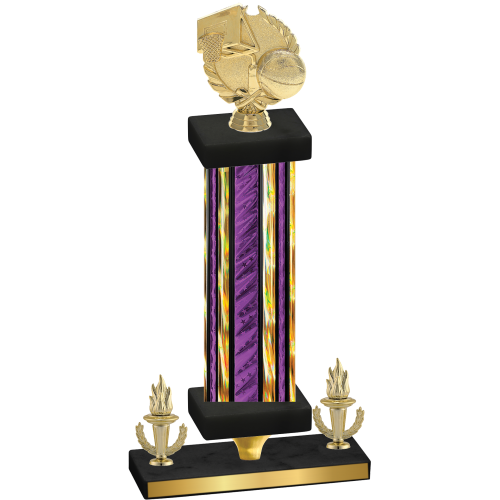 Premium Single Purple Glacier Victory Basketball Trophy