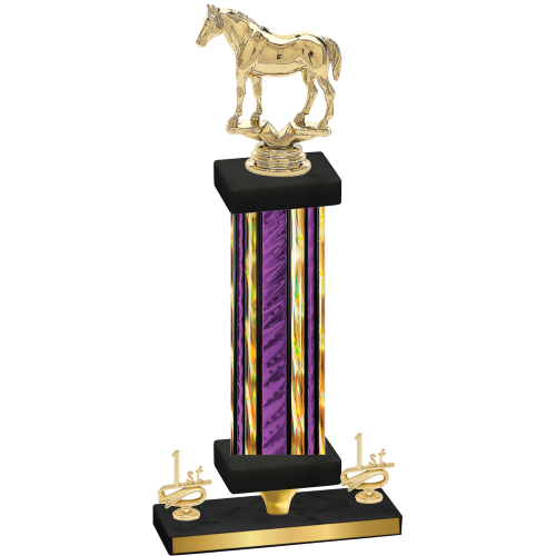 Premium Single Purple Glacier First Place Horses Trophy