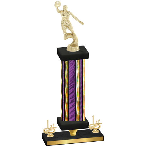 Premium Single Purple Glacier First Place Basketball Trophy