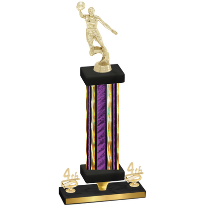 Premium Single Purple Glacier Fourth Place Basketball Trophy