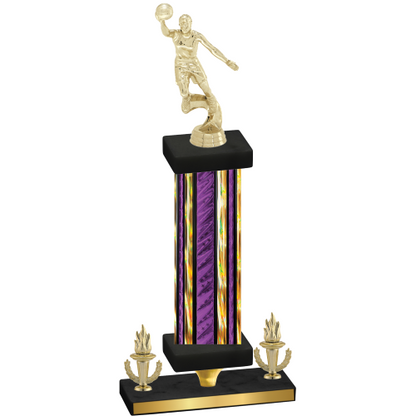 Premium Single Purple Glacier Victory Basketball Trophy