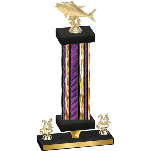 Premium Single Purple Glacier Year Fishing Trophy